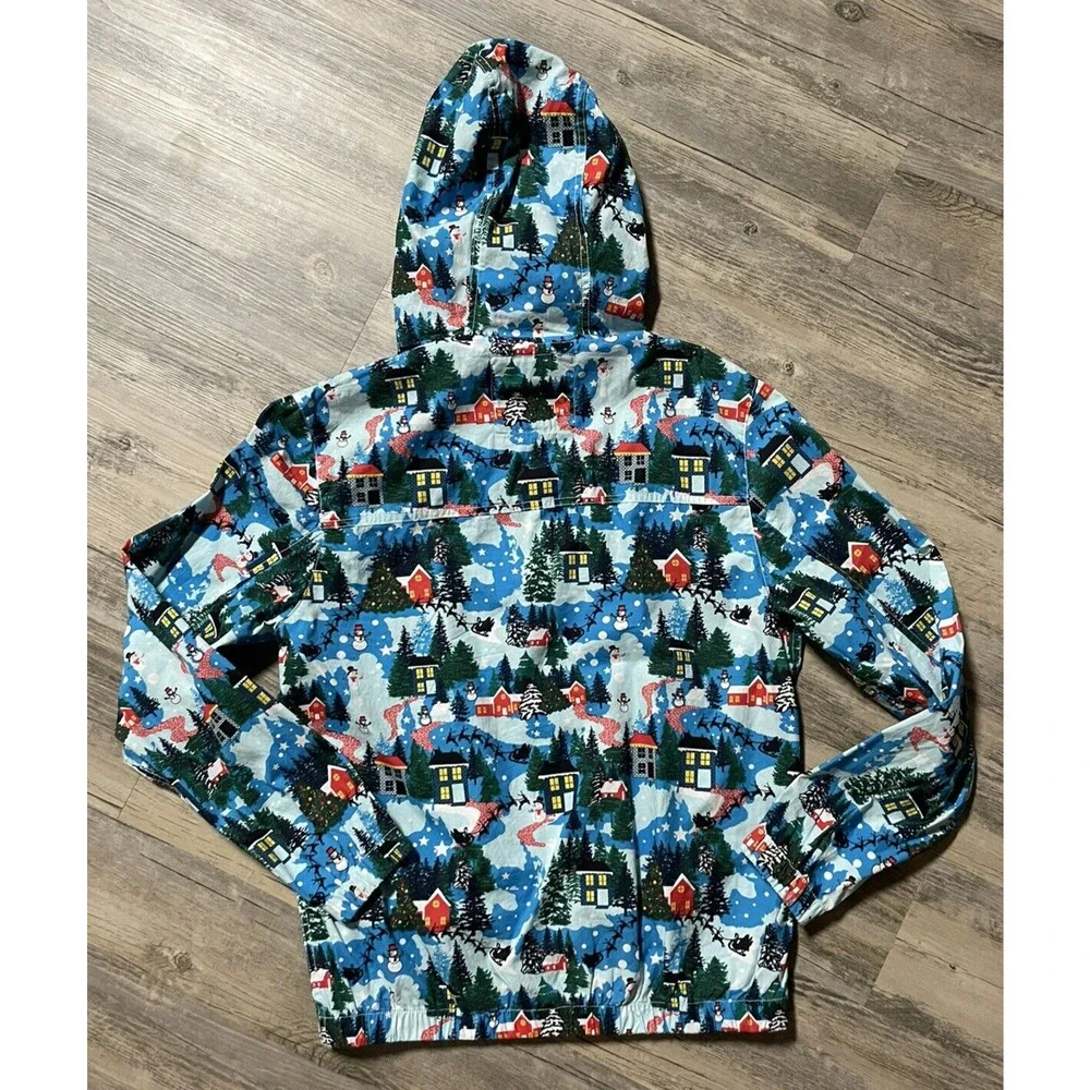 Christmas Village Jacket Denim & Flower Snow Snowman Ricky Singh Size S 38